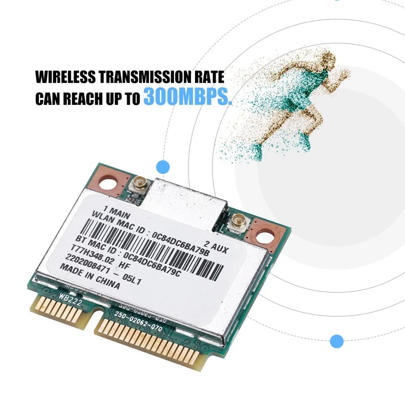 AR5B22 300 Мбит/с WiFi карта, 2,4G/5 ГГц Двухдиапазонная Bluetooth 4,0 Mini PCI-E беспроводная карта