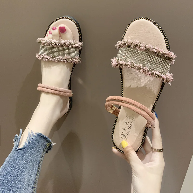 

Slipper Women's Outer Wear Summer New Style Korean-style Man-made Diamond Versitile Fashion Flat Comfortable Double Purpose Wome