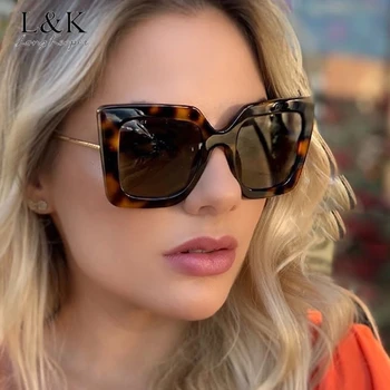

Oversized Square Sunglasses Women Men Trend Brand Leopard Gradient Sun Glasses Shades Big Frame Pearl Eyewear UV400 Oculos Gafas