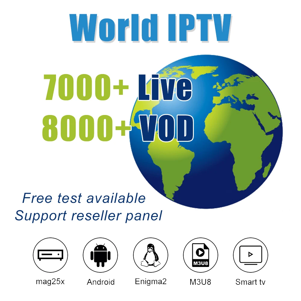 

2019 World Europe IPTV Subscription France UK Dutch Poland Canada Spain Portugal Smart TV IPTV M3U8 7000 Live for Android tv box