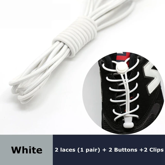 Round Elastic Shoelaces Suitable For Various Shoe Accessories No Tie Shoelace Fixed Stretching Locking Lazy laces 1 Pair white