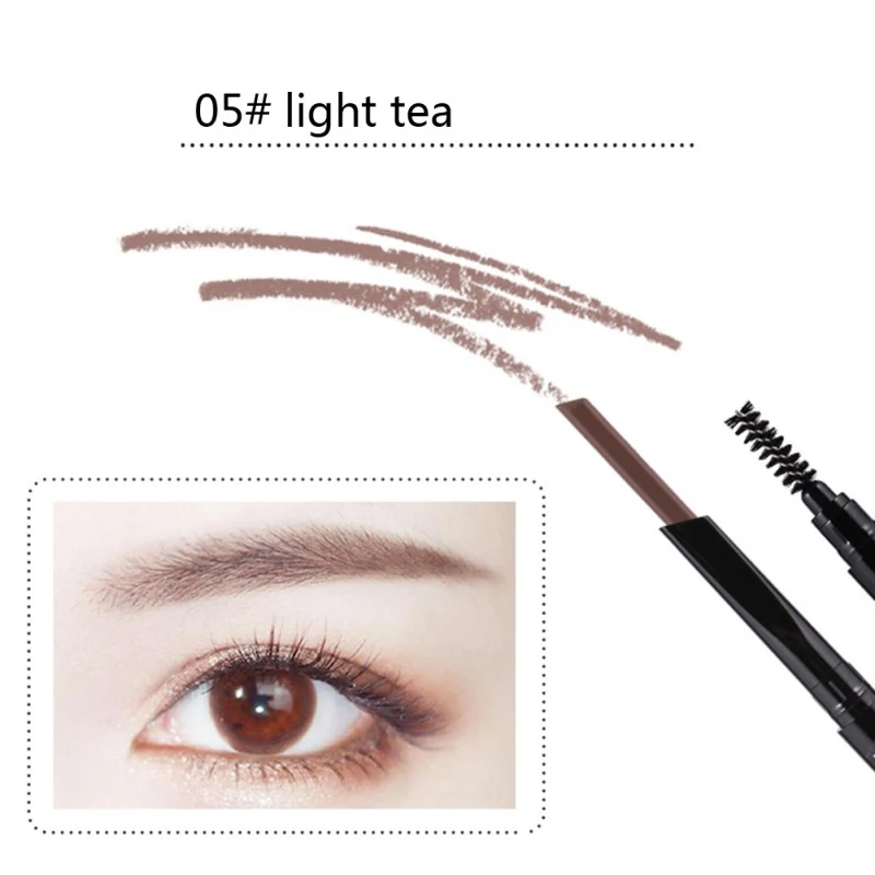 05 Double Ended Super Slim Waterproof Long Lasting Black Brown Eyebrow Pen& Eyebrow Brush Excellent Material Fashion New Safety - Цвет: 05