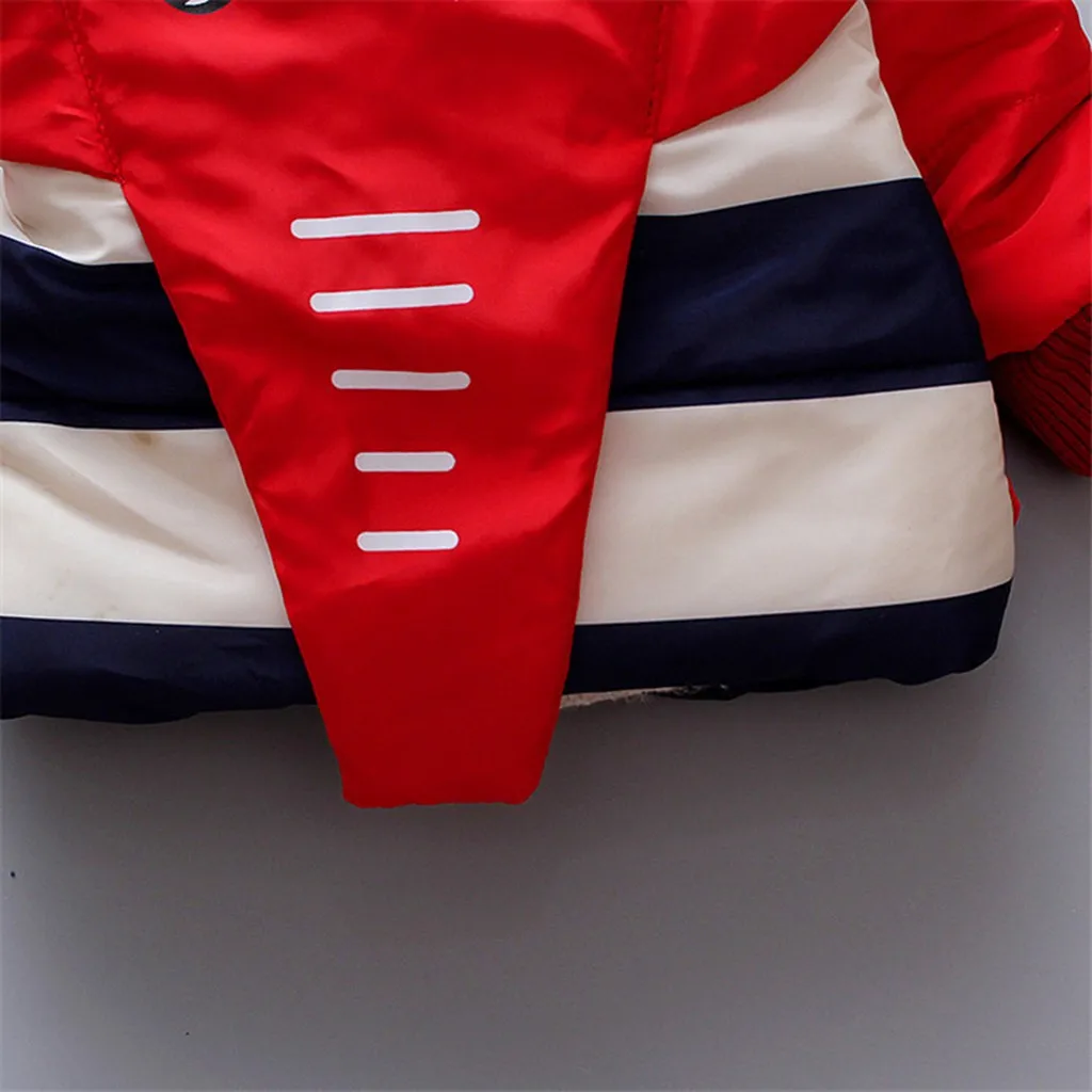 Winter Keep Warm Children Kids Boys Girls Clothes Winter Cartoon Printed Patchwork Color Zipper Cotton Jacket Hooded Coat
