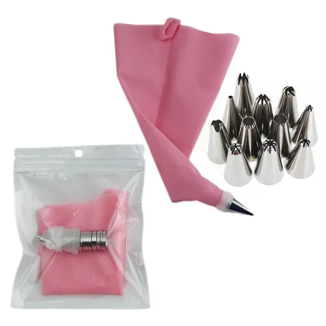 8/ 14 Pcs A Set Silicone Pastry Bags Tips Kitchen DIY Cake Icing Piping Stainless Nozzle Reusable Cream Decorating Mouth Tools