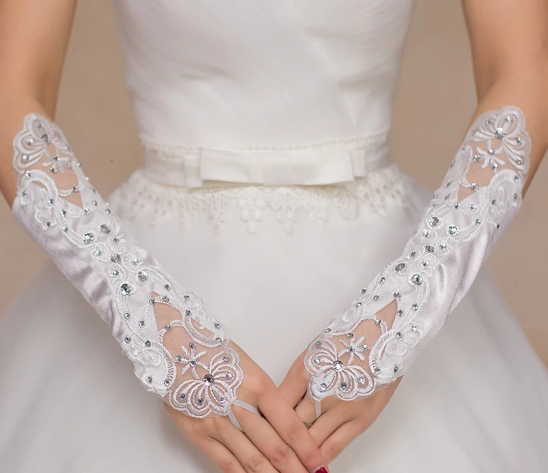 Vivian's Bridal модные перламутровые Свадебные перчатки Свадебные аксессуары выбрать белый для кристаллов бежевый для жемчуга