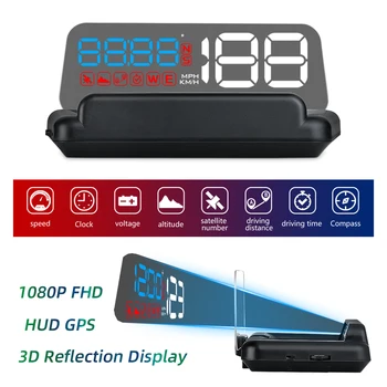 

Car T900 HUD Head Up Display GPS HD LED GPS Speed with adjustale reflection board clear display Clock