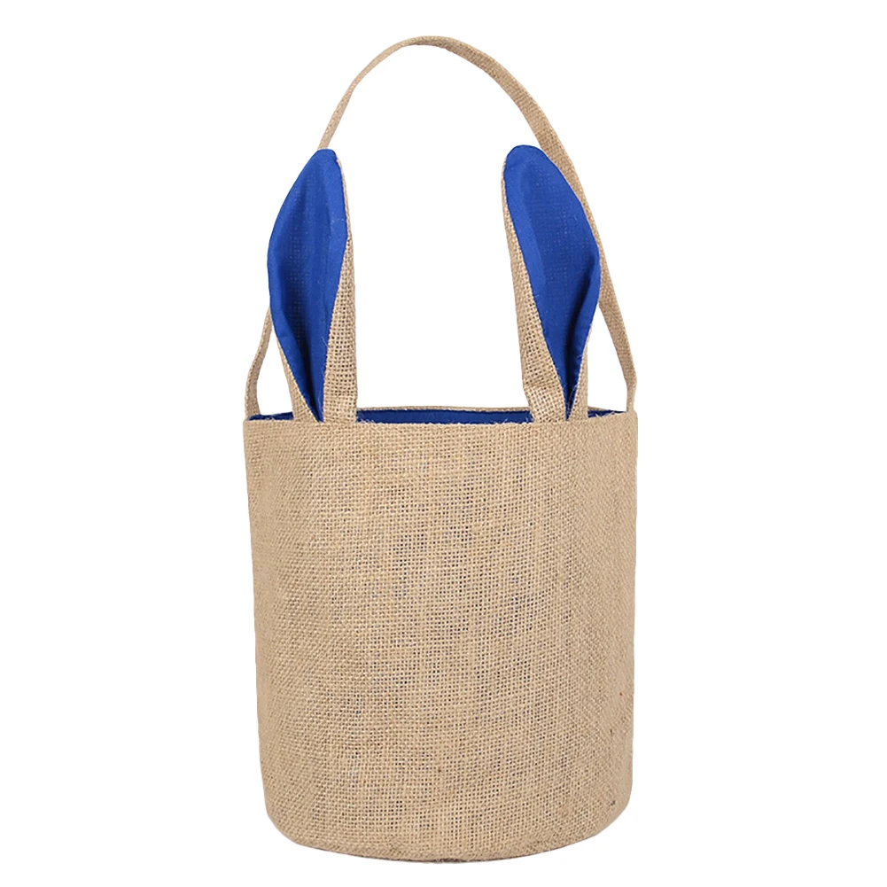 Foldable Handbag Round Yellow Linen Rabbit Ear String Shoulder Bags Storage Basket Home Washing Organization Shopping Bags