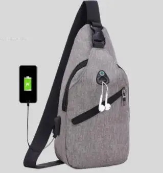 

Men One Shoulder Bag Boys USB Student School Bag Designer Male Chest Pack