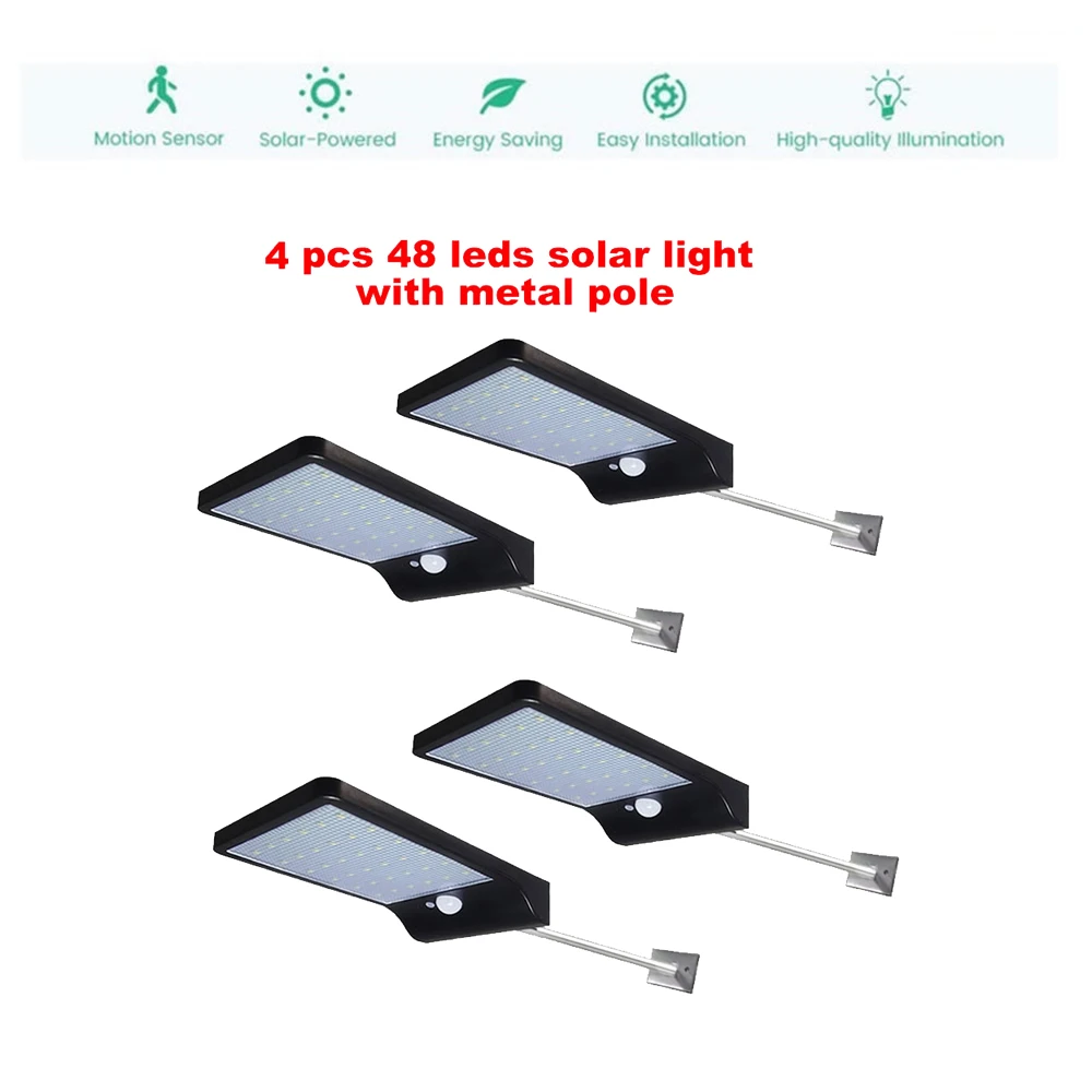 

2/4pcs 48 LED Solar Power Lamp PIR Motion Sensor Wall Light Outdoor Waterproof Energy Saving Street Garden Yard Security light s