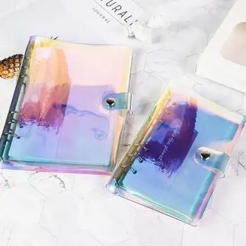 

A5 A6 Loose-Leaf Notebook School Office Planner Stationery Laser Cover Diary Notebook PVC Button Gift Glitter