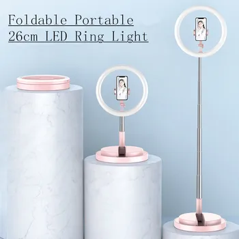 

Foldable 26cm USB Interface Dimmable LED Selfie Ring Light Camera Phone Photography Video Makeup Lamp With Stand Phone Holder