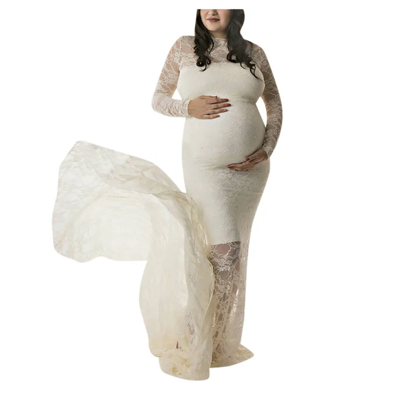 Telotuny женское сексуальное платье с открытыми плечами для фотосъемки с рюшами для кормящих, кружевное Макси платье для беременных женщин, однотонная одежда, платье