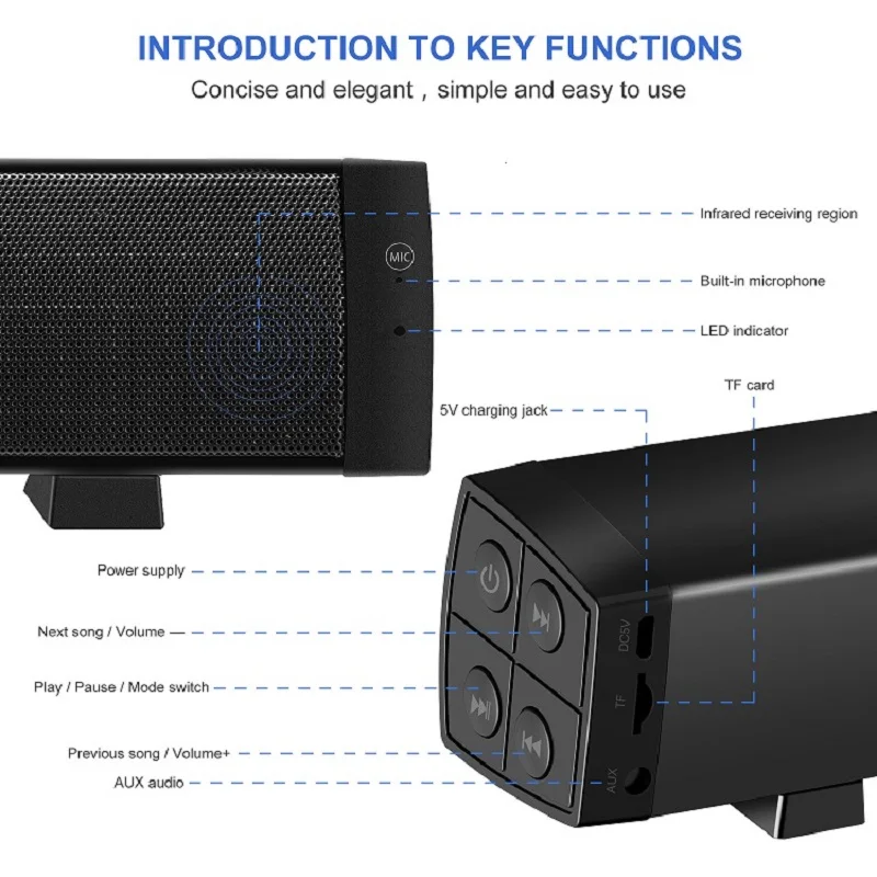 Bluetooth Колонка портативная беспроводная 10 Вт|Саундбары| |