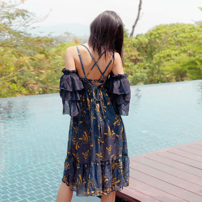 

Betis Swimsuit 2019 New Style Split Type Three-piece Set Bikini Half Sleeve Long Skirts Sun-resistant Holiday Photo Shoot Swimwe