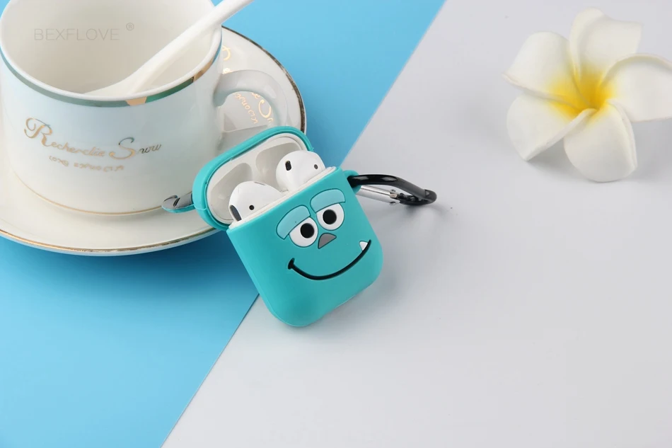 3D чехол для наушников для AirPods 2, силиконовый чехол с милым мультяшным медведем для Apple Air pods, чехол для наушников с котом, поросенком, кольцом на палец