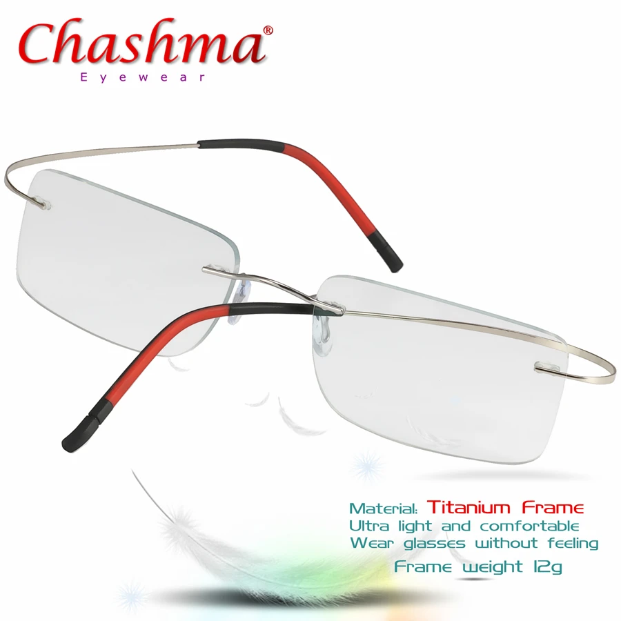 Pure Titanium Eyeglasses Frames Rimless Ultralight High Elasticity Optical Glasses Frame No Screw Design Rimless Spectacles