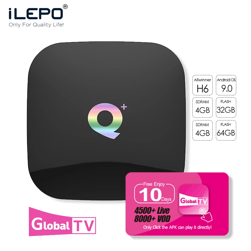 

ILEPO Q Plus Android 9.0 Smart TV BOX Allwinner H6 Tv Box Android 9.0 Boxes Iptv Subscription Unblock Tv Box Iptv M3u HDMI 2.0