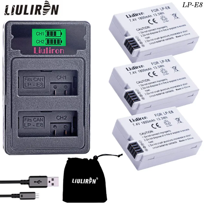 LP-E8 LPE8 LP E8 батарея для камеры батарея Акку+ ЖК USB двойной зарядное устройство для Canon EOS 550D 600D 650D 700D