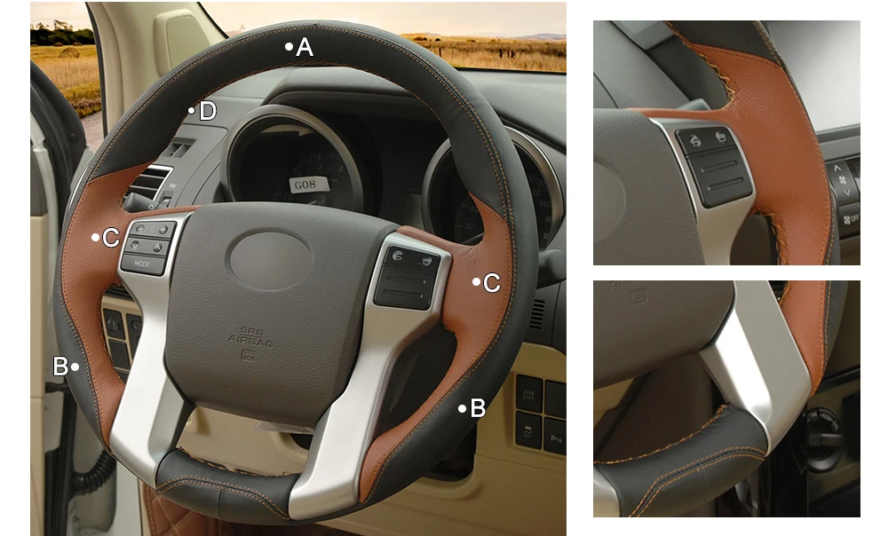 Ручная сшитая черная крышка рулевого колеса из натуральной кожи для Toyota Highlander 2008 2009 2010 2011 2012 2013 Camry