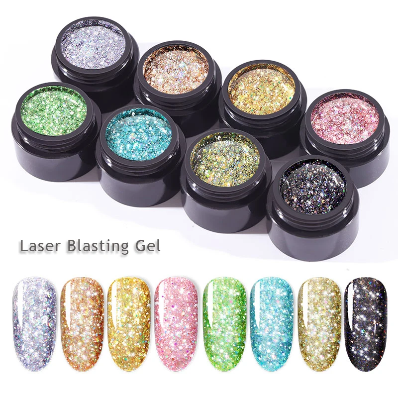 5ml Shiny Diamond Gel Nail Polish Bright For Glitter Painting Nail Art Design Laser Primer UV Gel Hybrid Vernish for Manicure