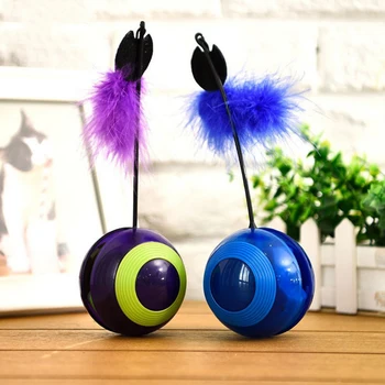 

Interactive Cat Feather Toy Electric Rotating Ball Tumbler Cat Intelligent Escaping Toy For Kitten Toys With Laser Light & Sound