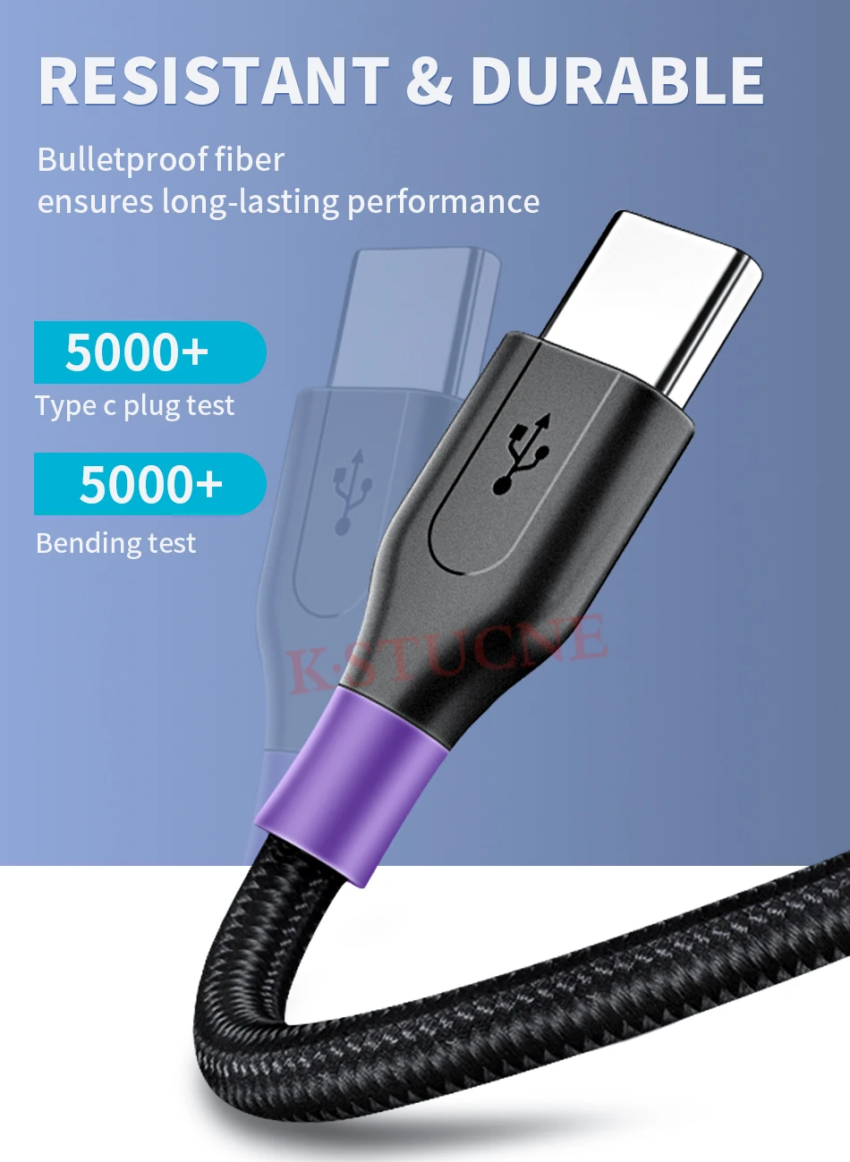 Кабель usb type-C для быстрой зарядки USB C для samsung Galaxy S10 S9 S8 Note 10 A50 5A кабель USB C для быстрой зарядки для Redmi Note 7 шнур