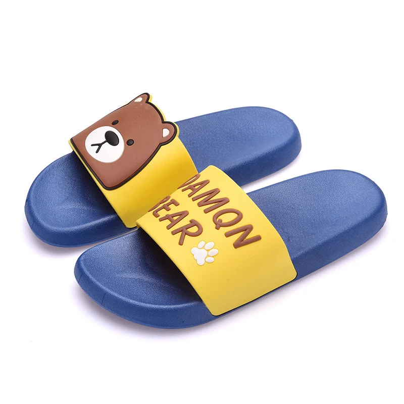 yellow bear Женские летние тапочки с героями мультфильмов; милые домашние тапочки с изображением деймона и медведя на мягкой подошве; домашние и уличные сандалии; женская обувь; вьетнамки - Цвет: yellow bear