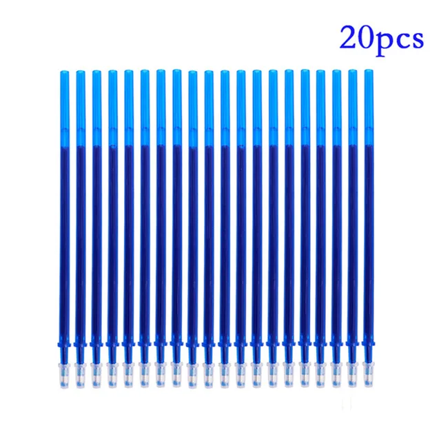 20pcs Blue 3/20 шт./партия стираемая ручка заправки зажигалок стержень 0,5 мм Красочные чернил стираемая ручка сменный запасной блок для школы офиса письменные принадлежности - Color: 20pcs Blue