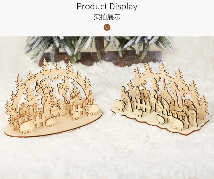 Рождественские деревянные декорации DIY 3D обои для рабочего стола креативные Diy украшения рождественское окно дисплей рождественские вечерние украшения для дома подарок
