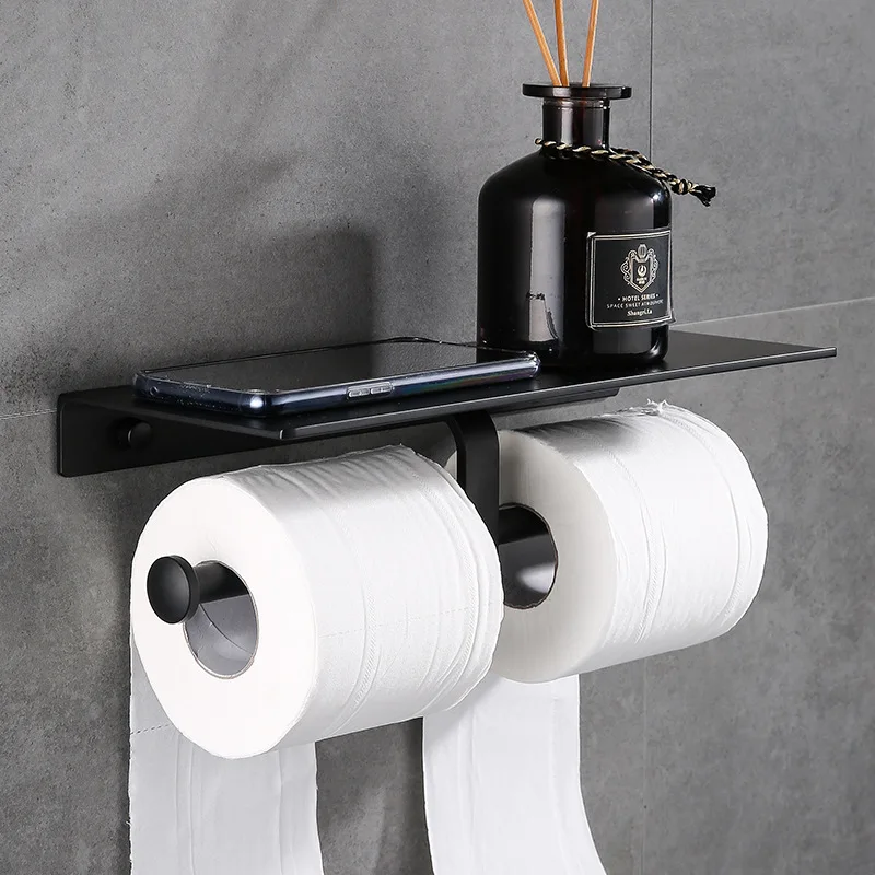 Black Toilet Paper Holder Kitchen Paper Roll Holder Bathroom WC