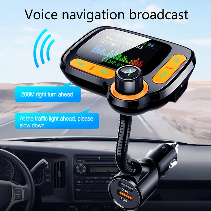 JaJaBor Bluetooth 5,0 автомобильный комплект громкой связи fm-передатчик AUX аудио приемник Быстрая зарядка QC3.0 Поддержка TF карты/U диск воспроизведения