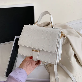 

Stone patent white Crossbody Bags For Women 2020 Small Handbag Small Bag PU Leather Hand Bag Ladies Designer