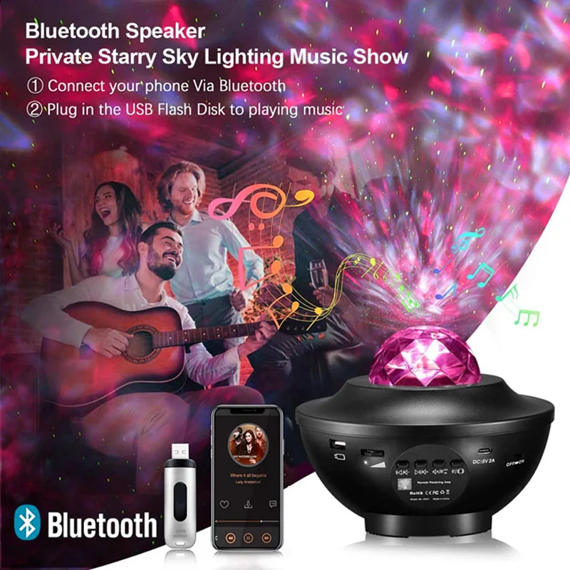 Night Light Starry Sky Galaxy Projector Light Bluetooth Usb Charging Voice Control Music Player LED Projection Atmosphere Lamp