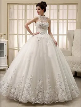 

2020 Luxury Strapless Sequined Crystal Pearls Dress for Weding Party Ball Gown Bridal Dresses robe de mariage Custom Made