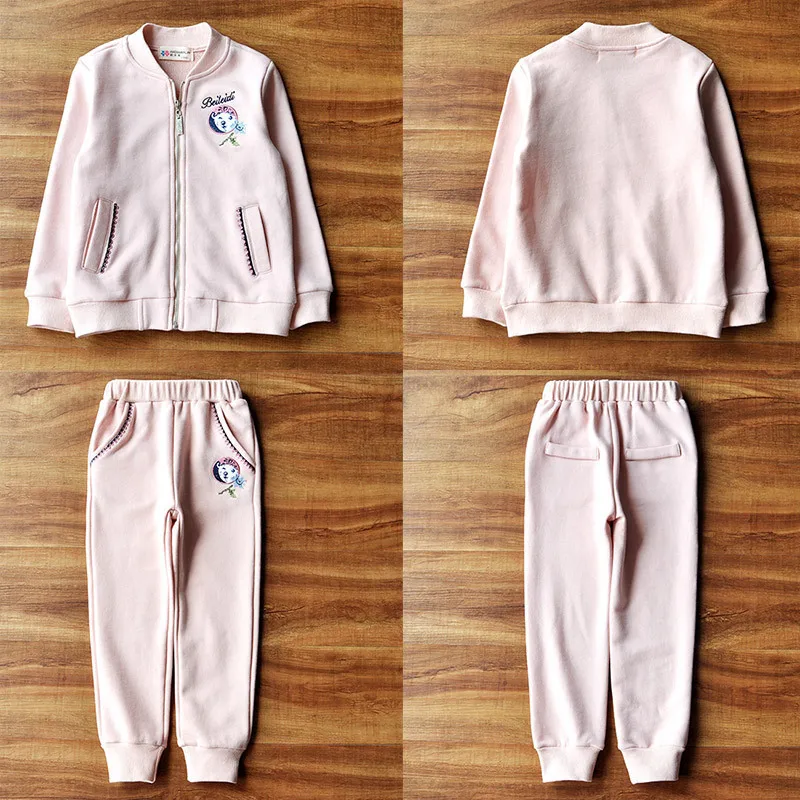 

Children Sports 2019 New Style Girls Autumn Clothing Set Hoodie liang mian 100% Big Boy Solid Color Western Style Casual Case