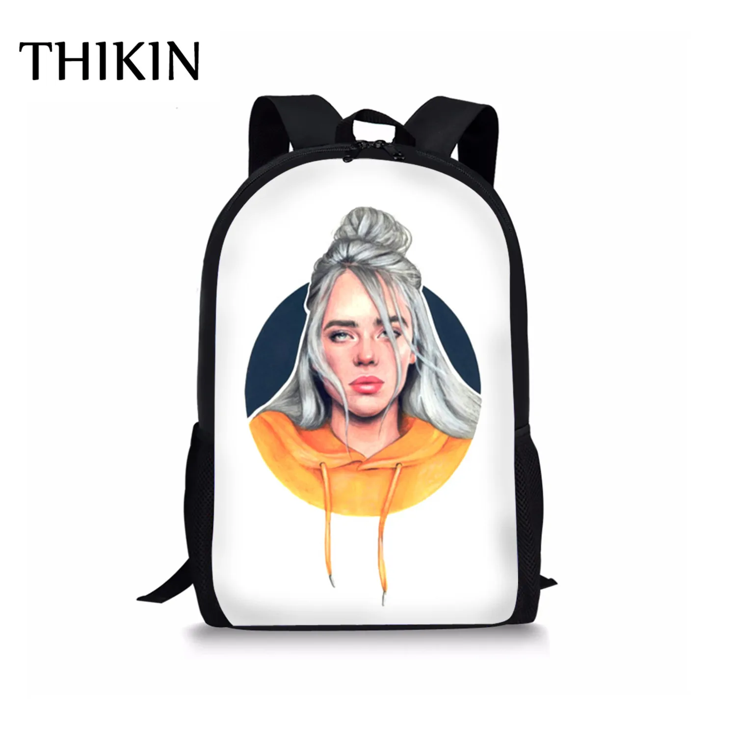 Рюкзак THIKIN Sunflower Billie Eilish с принтом, 3 шт., школьные сумки для девочек-подростков, популярная Повседневная сумка, певица, раппер, пенал - Цвет: As picture