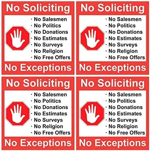 

Products No Soliciting 4 No Soliciting Decal Vinyl Self-Adhesive Door & Window Stickers