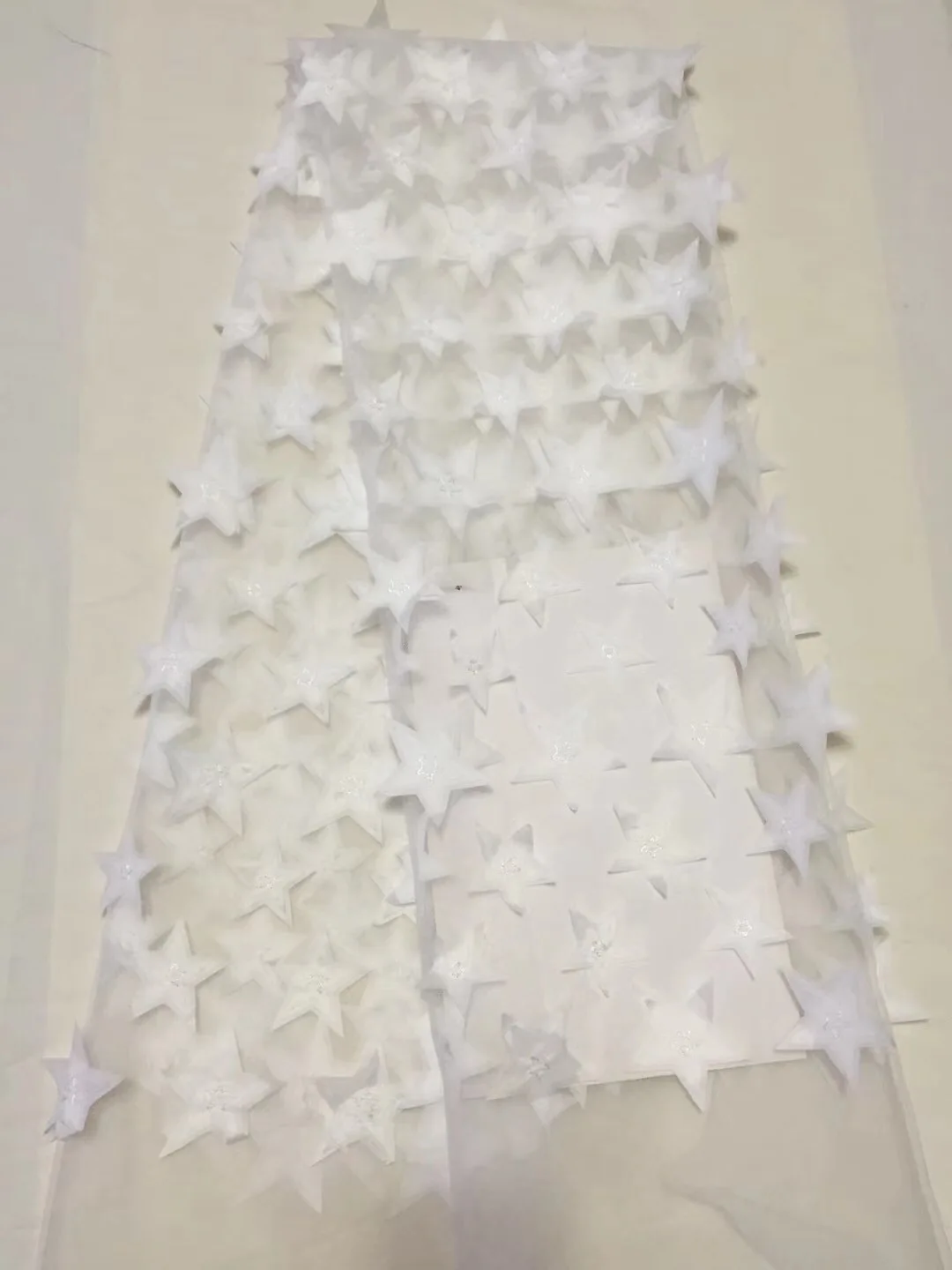 As Picture Off white африканская кружевная ткань новейший 3d Звездный класс узор нигерийский Тюль кружевная ткань для вечернего платья 5 ярдов CD21271 - Цвет: As Picture