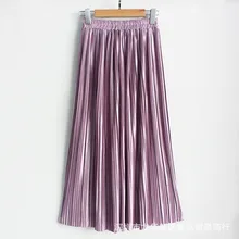 Весенняя и Осенняя Новая модная женская плиссированная однотонная эластичная юбка с высокой талией, элегантная женская юбка размера плюс, 28 цветов