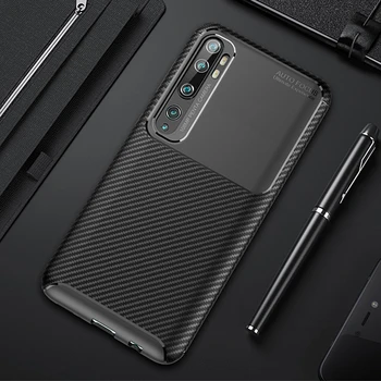

For Xiaomi Mi Note 10 Pro Case Luxury Carbon Fiber Cover Shockproof Phone Case For Mi Note 10 CC9 CC 9 Pro Cover Flex Bumper