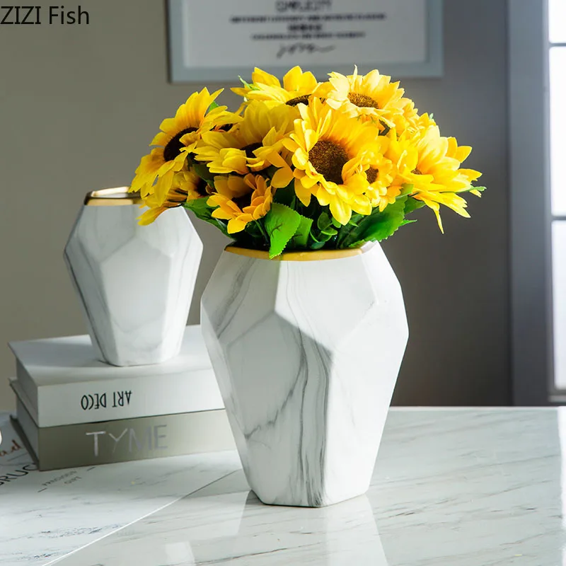 

Nordic Style Ceramic Vase Dining Table Artificial Flower Dried Flowers Flower Inserter Ornaments Creative Home Vase Ornaments