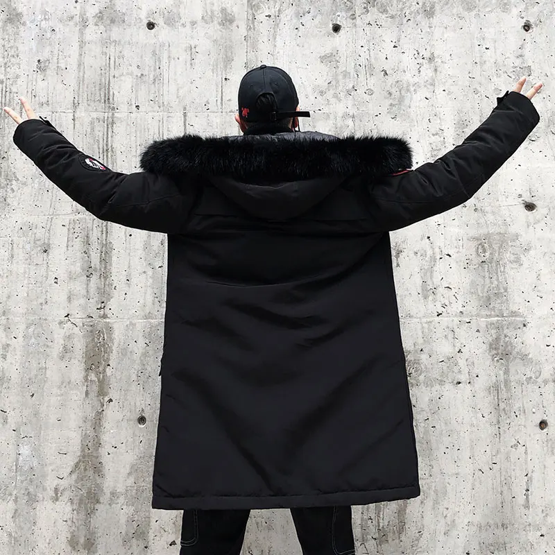 Модная зимняя Новая меховая Мужская куртка, теплое пальто, модная повседневная парка средней длины, утолщенное Мужское пальто для зимы