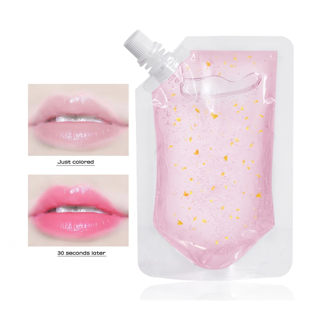 Pink Lip Gloss Base Gel DIY Gold Foil Moisturizing Lip Gloss Temperature Color Temperature Change Lipgloss Base Makeup lip gloss