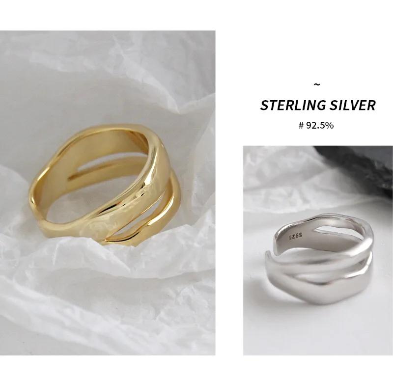 Real 925 sterling silver Adjustable Finger Rings for Women Irregular Trendy Fine Jewelry silver rings silver ring