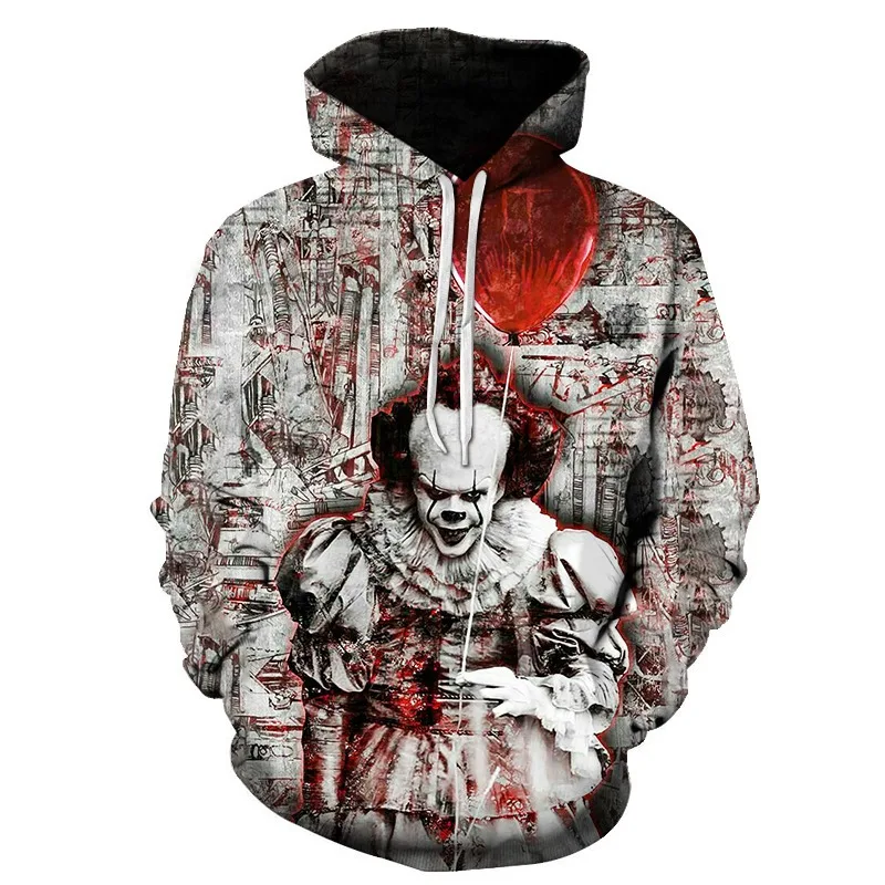 

Horror Movies IT Clown 3D Printed Hoodies Men Women Freddy Jason Murderers Film Pullover Annabelle Personality Funny Sweatshirts