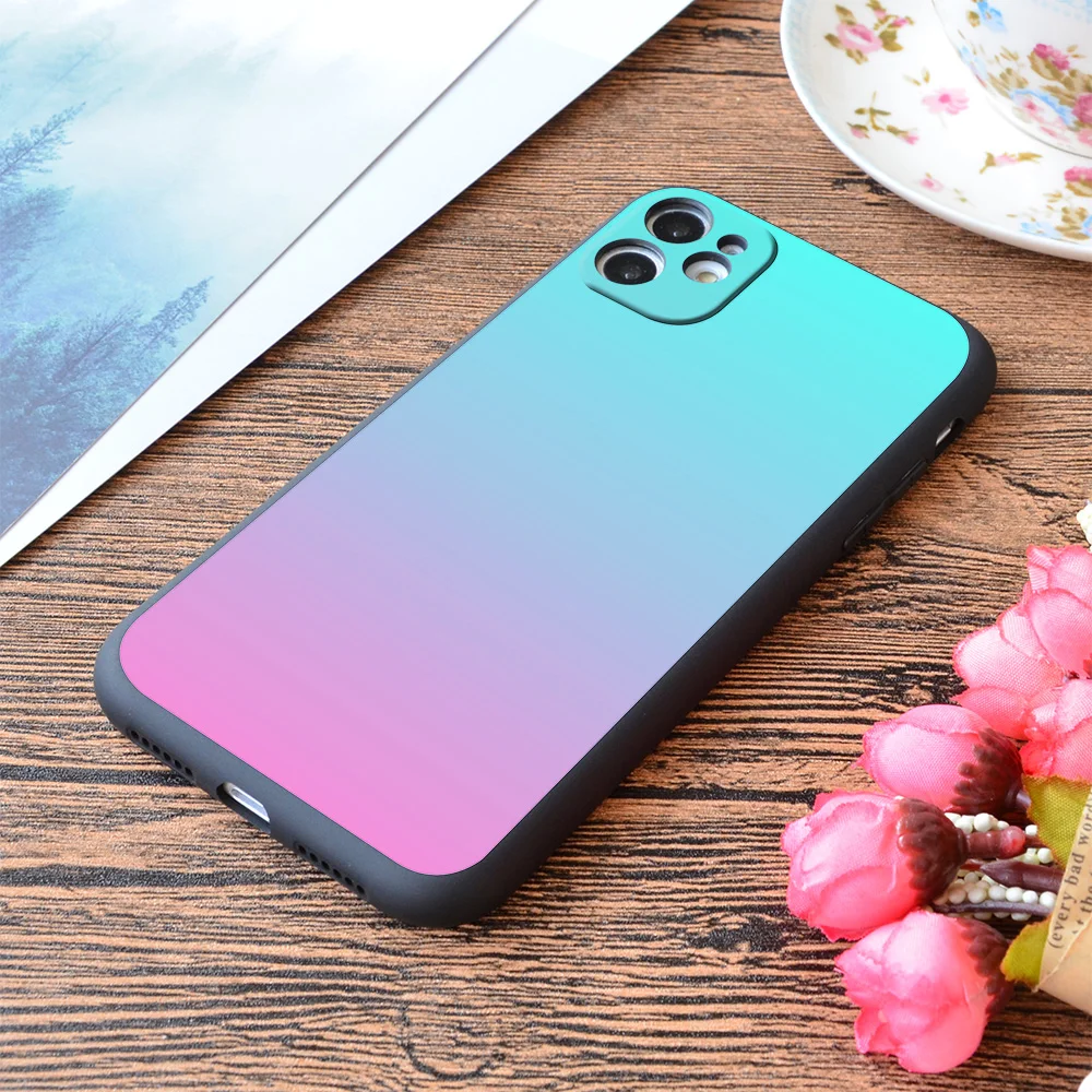 

For iPhone Mermaid Colours Pastel Fuchsia Pink Turquoise Aqua Blue Print Soft Matt Apple iPhone Case