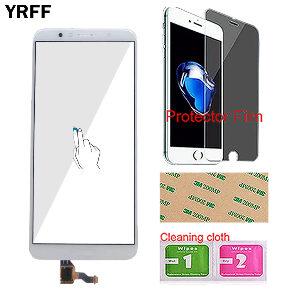 White No Tools 5,7 ''сенсорная панель для телефона huawei Y6 /Y6 Prime Сенсорная панель дигитайзера для сенсорного экрана Переднее стекло Датчик салфетки защитная пленка - Цвет: White No Tools