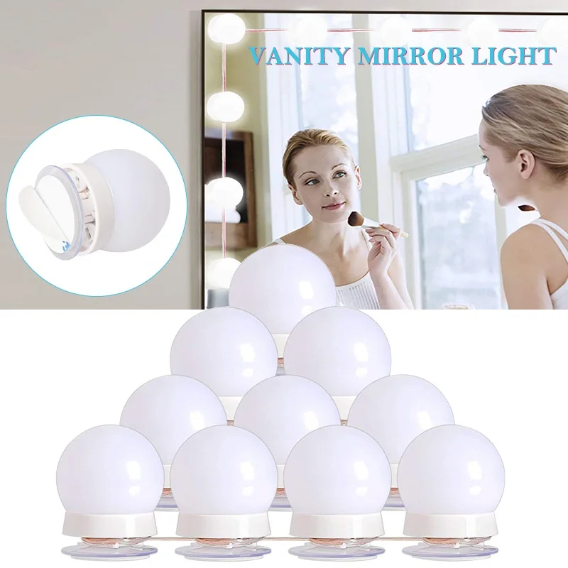 

USB Hollywood Style LED Vanity Mirror Lights Kit with 10 LED Light Bulbs for Makeup Dressing Table Lighting Touch Adjustable