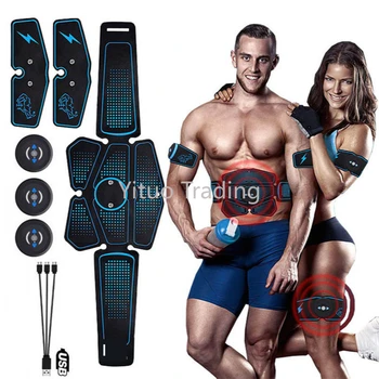 

1822 Abdominal Muscle Instrument Rechargeable Blue Fitness Instrument Intelligent EMS Display Pu Material Abdominal Muscle Paste