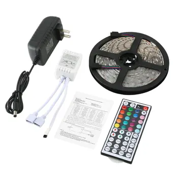

Super 5M Smd 2835 Rgb 300 Led Color Change Kit With Elastic Strip Light + 24 Key Infrared Remote Control + Power Supply